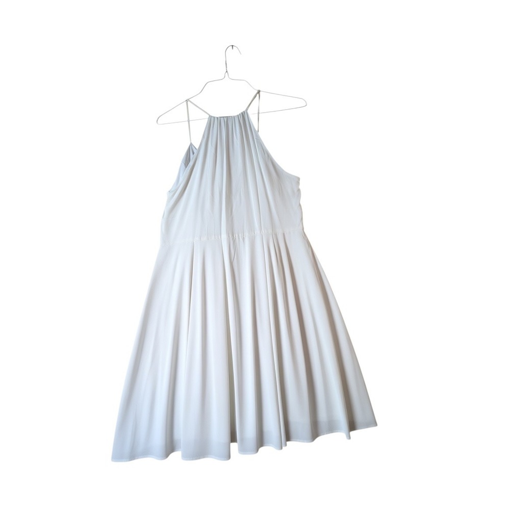 Express Womens White Halter Fit and Flare Pleated Cocktail Dress Size Large